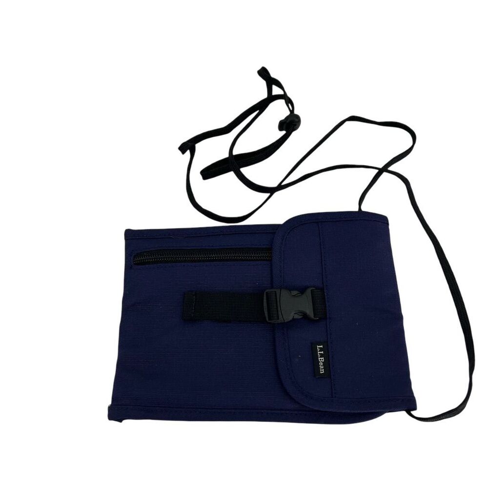 L.L. Bean Women's Blue Crossbody Travel Passport Wallet Bag Slim Unisex
